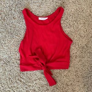 Red Ribbed Crop Top